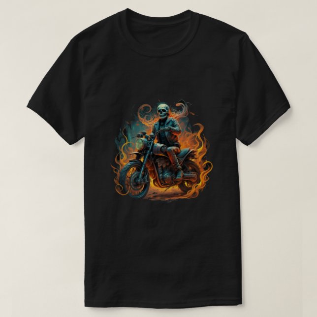 Mörk Rider/skelett Motorcykelförare T Shirt (Design framsida)