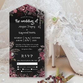 Mörk Ro Black Blommigts Gothic Bröllop