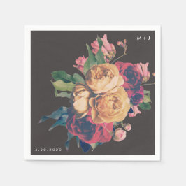 Mörk Ro Botaniskt färskt Bröllop Bord Napkins Pappersservett