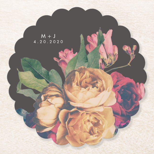 Mörk Ro Botaniskt färskt Bröllop Bord Underlägg (Framsida)