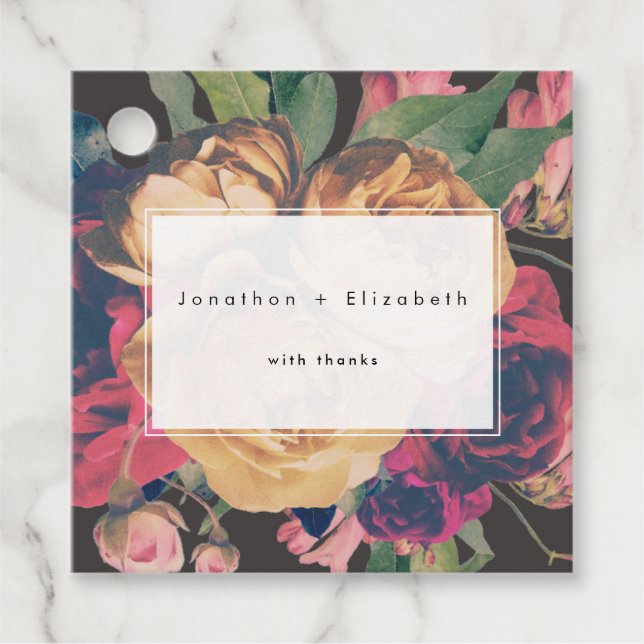 Mörk Ro Botaniskt fett Gåvor Etiketter (Framsida)