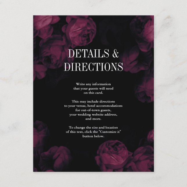 Mörk Ro Garden-bröllopskort Tilläggskort (Framsida)