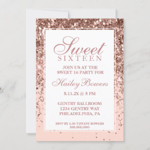 Mörk Ro Glitter Fab Sweet sixteen Inbjudningar