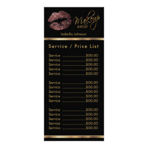 Mörk Ro Glitter Läppar - Service / Pris lista Reklamkort