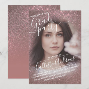 Mörk Ro Glitter Ombre Photo Studenten Inbjudningar