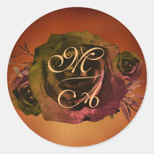 Mörk Ro Goth Monogram Bröllop Sticker Runt Klistermärke