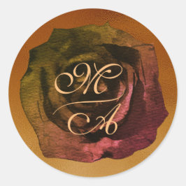Mörk Ro Monogram Bröllop Sticker Runt Klistermärke