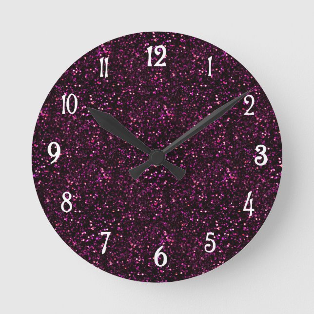 Mörk Ro Rosa Posh Glitter Rund Klocka (Framsida)