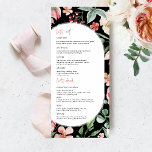 Mörk Ro | Vår Blommigt Bröllop Menu Meny<br><div class="desc">Vackra menykort för att komplettera dina bord-inställningar vid bröllop eller nästa middag party. Ett bröllop med en blomstrande vibe är allt du behöver för en underbar och ljus dag! Söt, parad med söt pasteller och vallmorött på en mörk moody bakgrund skapar en underlig balans av värme och coola för varje...</div>
