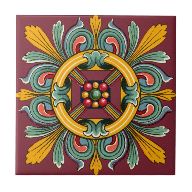 Mörk Ro Victorian Tile Design Kakelplatta (Framsidan)