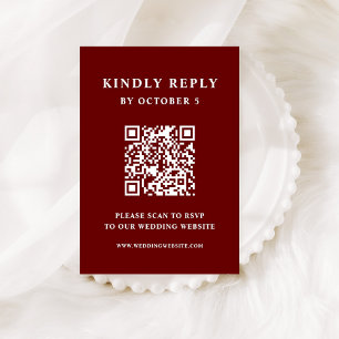 Mörk röd Elegant Bröllop QR-kod OSA Kort