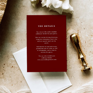 Mörk röd Elegant Uppgifter om Bröllop gäst Tilläggskort