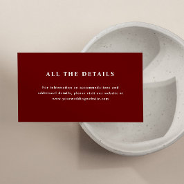 Mörk röd Elegant | Uppgifter om Bröllop Tilläggskort