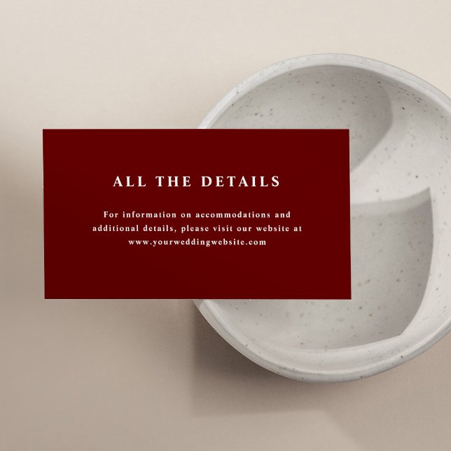 Mörk röd Elegant | Uppgifter om Bröllop Tilläggskort (Skapare uppladdad)