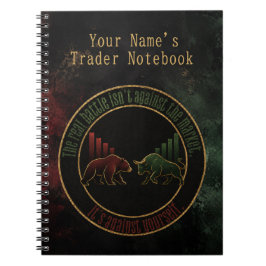 Mörk Röd Grön Bull Björn Mentalitet Trader Design Anteckningsbok