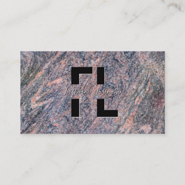 Mörk röd marble marble marble structure monogram b visitkort (Framsida)