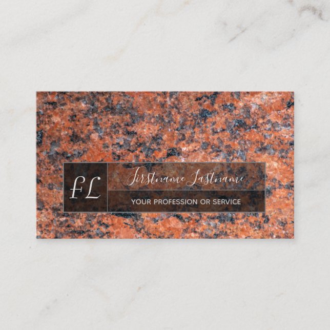 Mörk röd marble marble marble structure monogram b visitkort (Framsida)