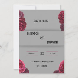 mörk röd och beige bröllopsinbjudan inbjudningar