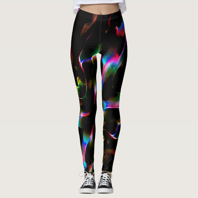 Mörk röd och färgad och djup leggings (Framsida)