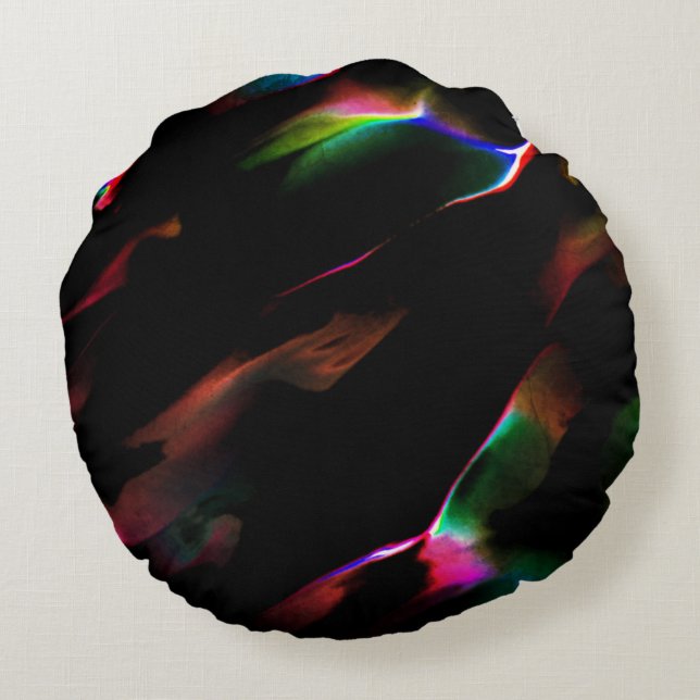 Mörk röd och färgad och djup rund kudde (Baksidan)