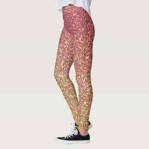 Mörk Röd och Gult Glitter Leggings