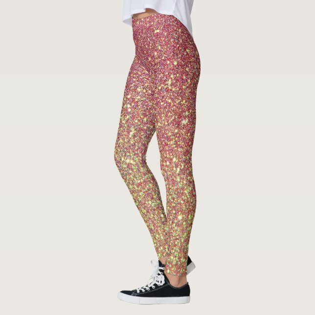 Mörk Röd och Gult Glitter Leggings (Vänster)