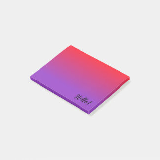 Mörk röd och mörk lila gradient post-it block