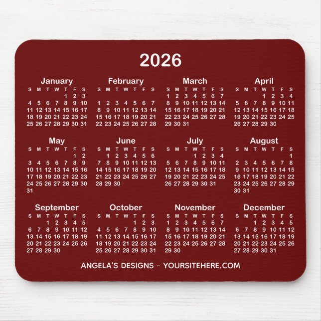 Mörk Röd och vit kalender - säljfrämjande åtgärder Musmatta (Framsidan)