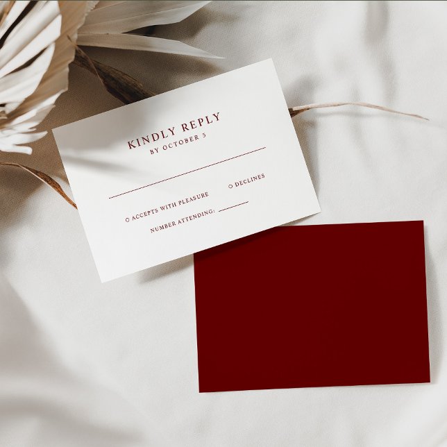 Mörk Röd och vit text med enkel Elegant | BRÖLLOP OSA Kort (Skapare uppladdad)