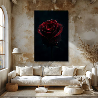 Mörk Röd ros Elegant Natur Fotography Art Canvastryck