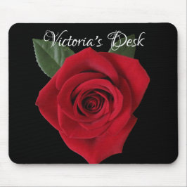 Mörk - röd rosskrivbord Mousepad med namn Musmatta