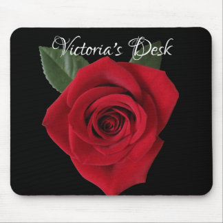 Mörk - röd rosskrivbord Mousepad med namn Musmatta