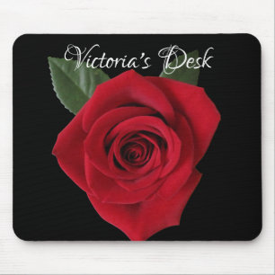 Mörk - röd rosskrivbord Mousepad med namn Musmatta