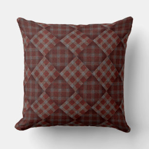 Mörk röd tartan plaid mosaic dekorativ kudde