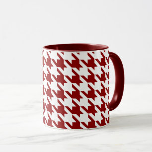 Mörk - röd vit Houndstooth Pied de Poule Mugg