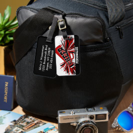 Mörk Röd, Vit och Svart CheerLeaderMegafon Bagagebricka