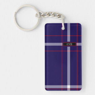 Mörk röd & vitpläd Keychain för marin,