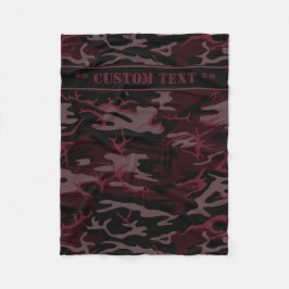 Mörk - röda Camo med beställnings- text Fleecefilt