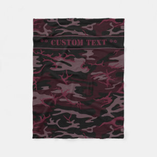 Mörk - röda Camo med beställnings- text Fleecefilt