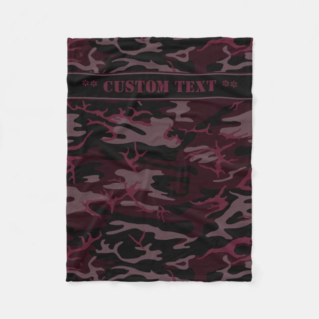 Mörk - röda Camo med beställnings- text Fleecefilt (Framsidan)