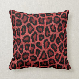 Mörk - röda fläckar för Ikat Leoparddjur Kudde