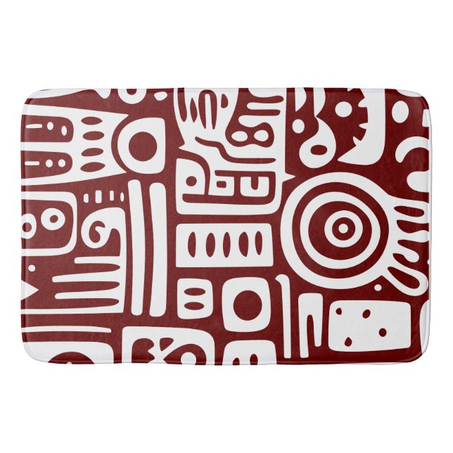 Mörk - röda och vita doodlar 3 av 4 badrumsmatta (Framsidan)