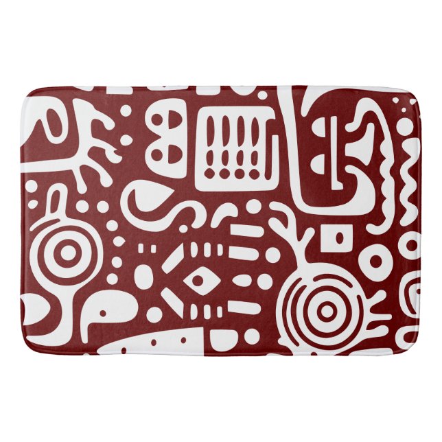 Mörk - röda och vita doudlar 1 av 4 badrumsmatta (Framsidan)