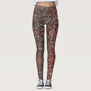 Mörk - röda Paisley Leggings