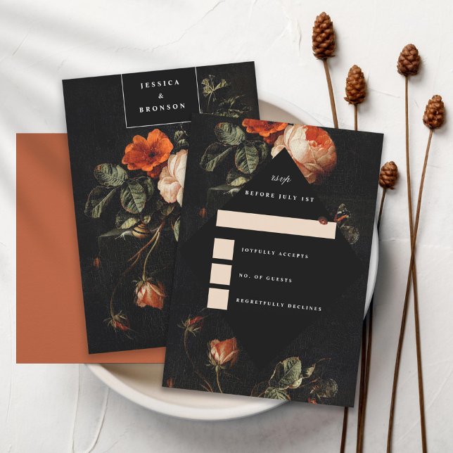 Mörk Romantic Blommigt Ro Dutch Masters OSA Kort (Skapare uppladdad)