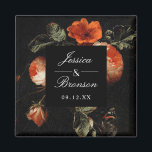Mörk Romantic Blommigt Ro Nederländska Bröllop Magnet<br><div class="desc">Anpassa texten för händelsen. Flytta eller  formen och blommigtarna efter behov. Formen  och färg är redigerbar</div>