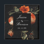 Mörk Romantic Blommigt Ro Nederländska Bröllop Magnet<br><div class="desc">Anpassa texten för händelsen. Flytta eller  formen och blommigtarna efter behov. Formen  och färg är redigerbar</div>