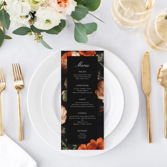Mörk Romantic Blommigt Ro Nederländska Bröllop Meny (Skapare uppladdad)