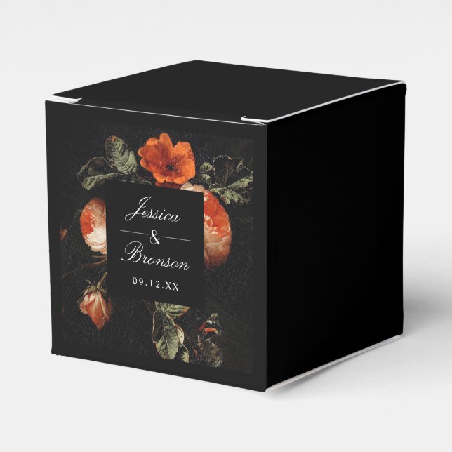 Mörk Romantic Blommigt Ro Nederländska Bröllop Presentaskar (Framsidan Sidan)
