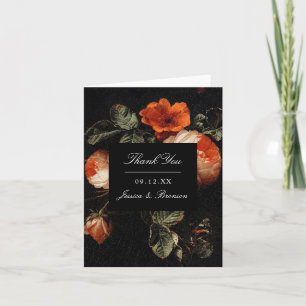 Mörk Romantic Blommigt Ro Nederländska Bröllop Tack Kort